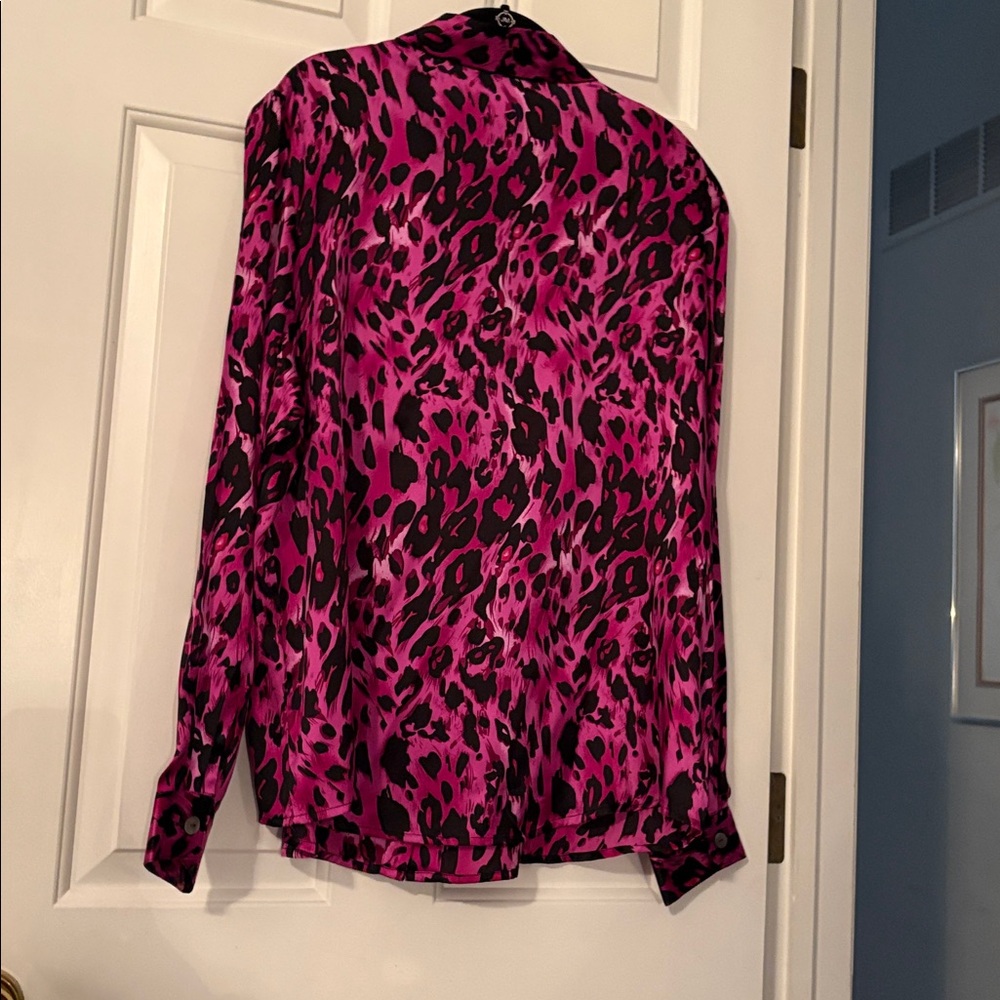 Linea by Louis Dell'Olio Fuchsia and Black Silk Shirt - Picture 2 of 4